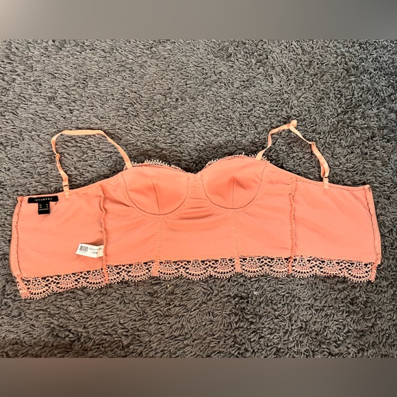 Light Pink Boustier Zip Up Lace Top - Picture 4 of 5